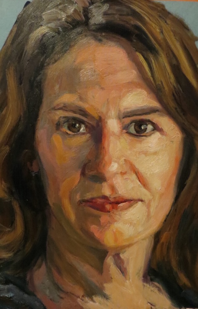 Self-portrait in oil on linen by Marylou Chibirka