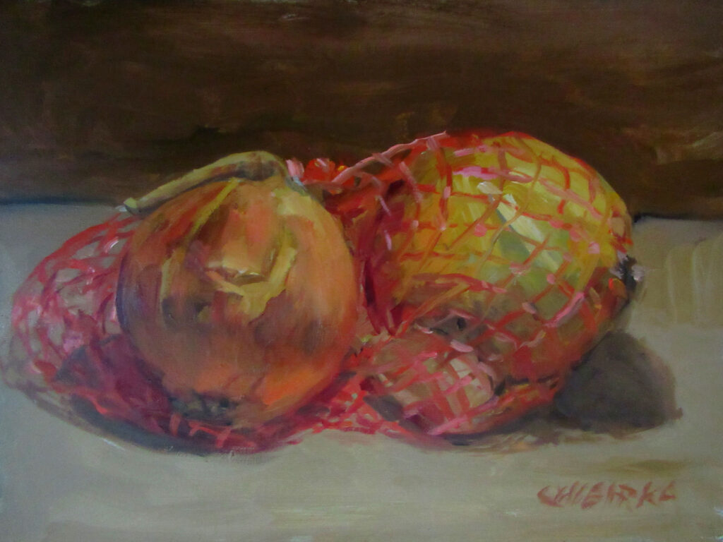 2 Yellow Onions — oil painting by Marylou Chibirka