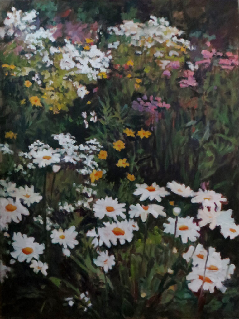 Daisies — floral painting in oil on linen