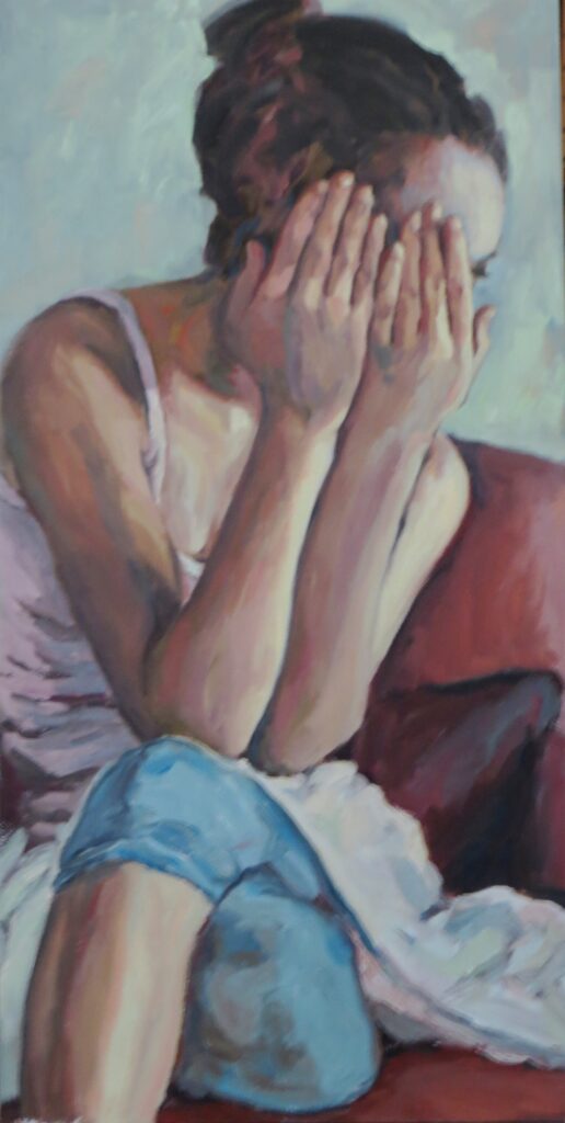 Don't Look at ME — oil painting by Marylou Chibirka
