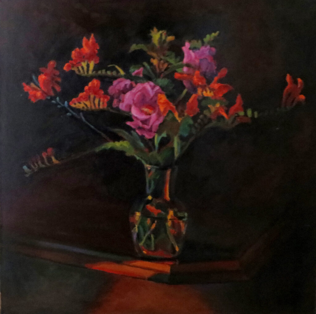 Flowers in Vase Freesia — oil painting by Marylou Chibirka