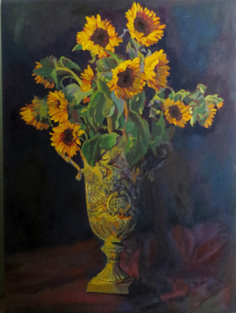 Flowers in Vase Sunflowers — oil painting by Marylou Chibirka