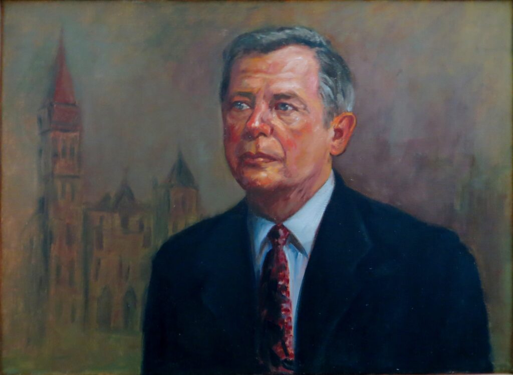 Former mayor Jim Conners — oil painting by Marylou Chibirka