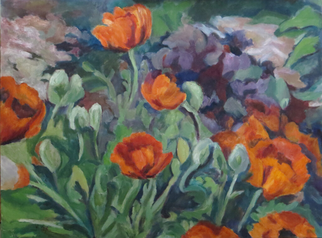 Large Florals Poppies — oil painting by Marylou Chibirka