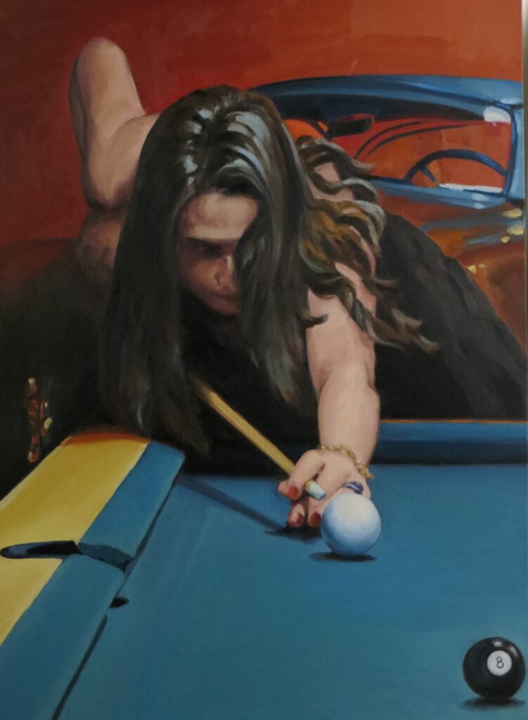 Laura Behind the 8 Ball — oil painting by Marylou Chibirka