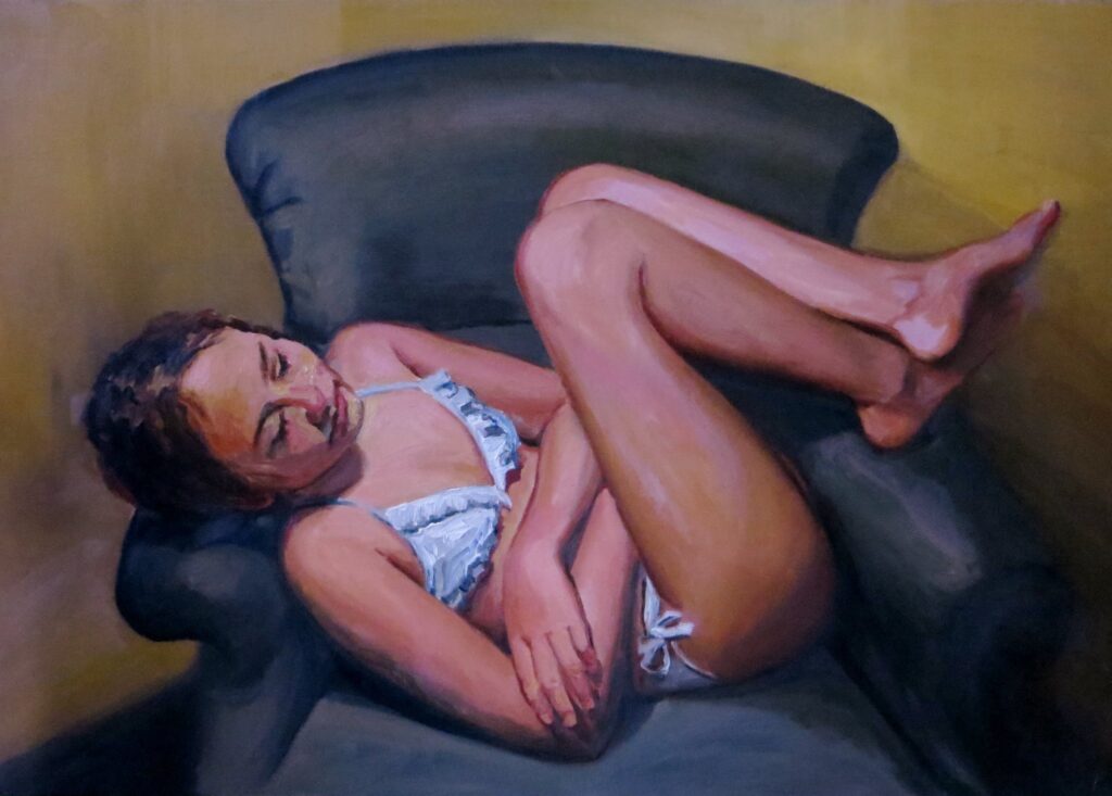 Laura in chair — oil painting by Marylou Chibirka