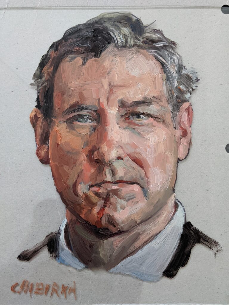 Matt Crartwright — oil painting by Marylou Chibirka