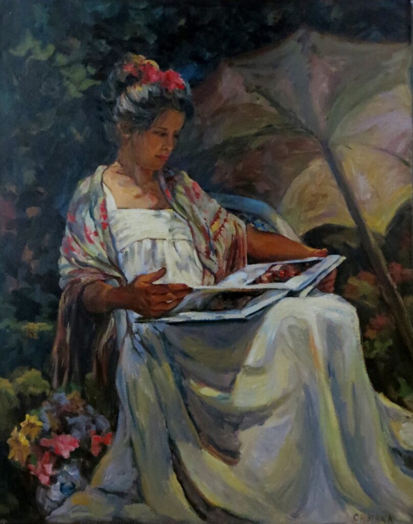 Summer Read — oil painting by Marylou Chibirka