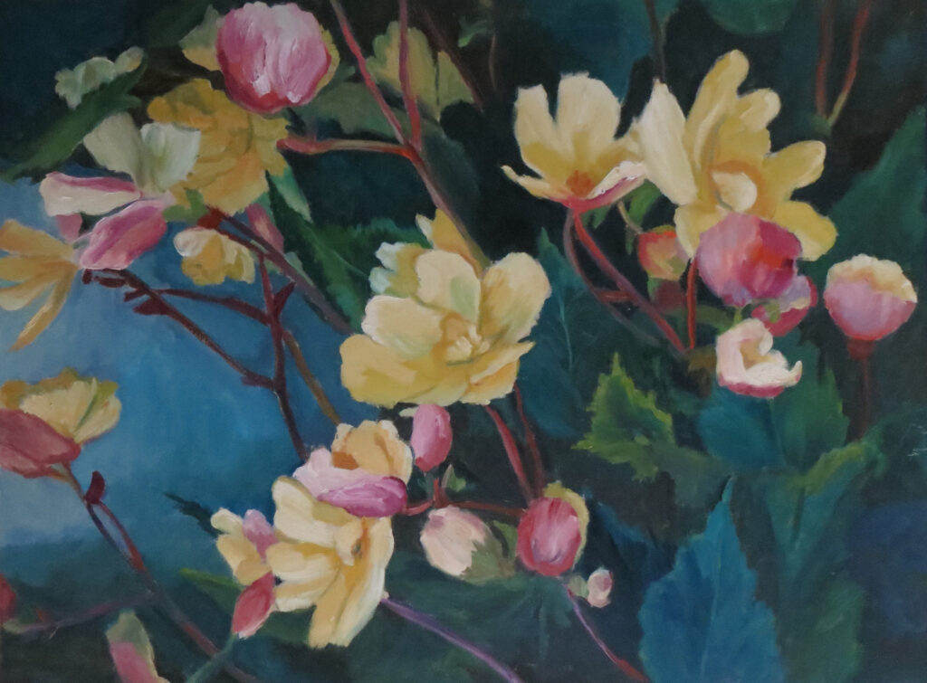 Yellow Flowers and Pink Flowers — oil painting by Marylou Chibirka